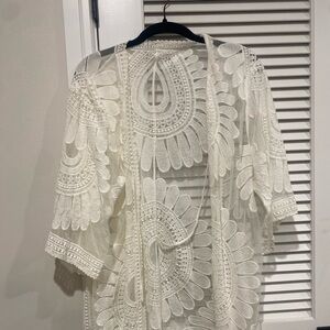 White Lace Kimono Cardigan